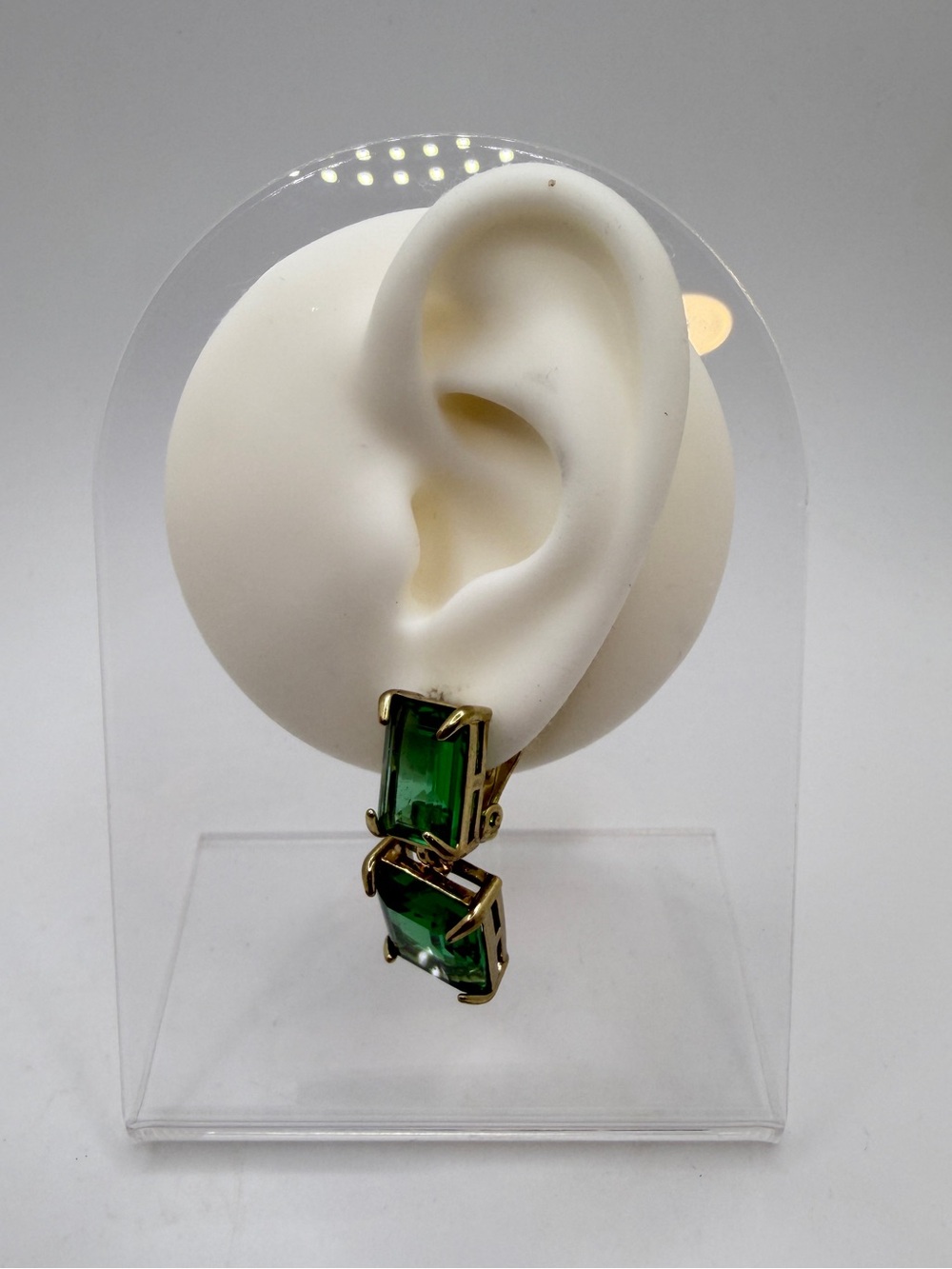 Heidi Daus "HOT ROCKS" Erinite Glass and gold tone CLIP ON earrings! - Picture 13 of 14